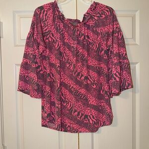 Scarlett Pink and Gray Patterned Blouse